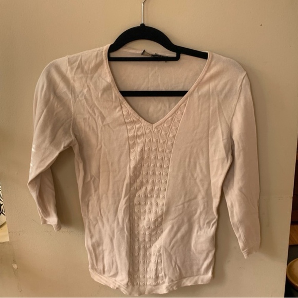 MaxMara cream knit 3/4 sleeve sweater L